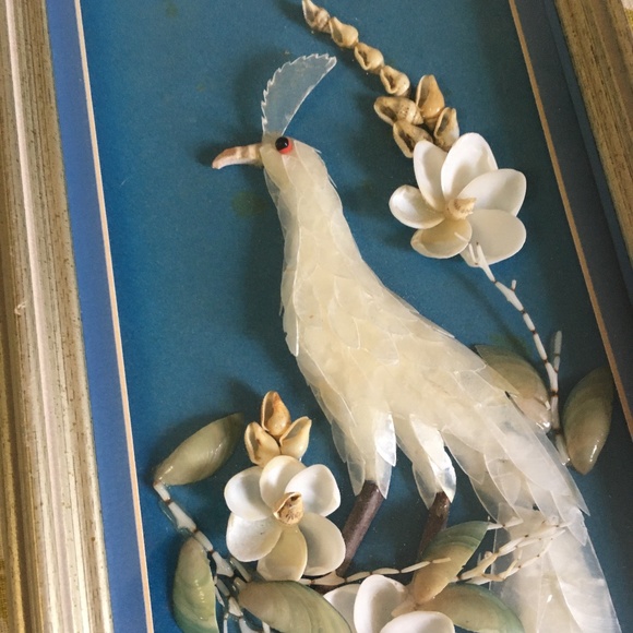 Gorgeous Vintage Peacock Shell Art - Picture 4 of 4